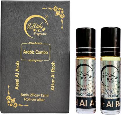 RIDA FRAGRANCE Set Of 2 Arabic Combo Attar Of 6ML | [ Aseel Al Arab & Attar Al Rooh ] 6ml x 2 Floral Attar