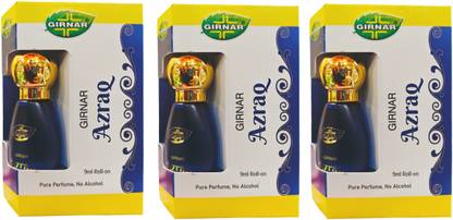 Girnar AZRAQ PURE PERFUME , NO ALCOHOL, 9ML each,PACK OF 3 Floral Attar