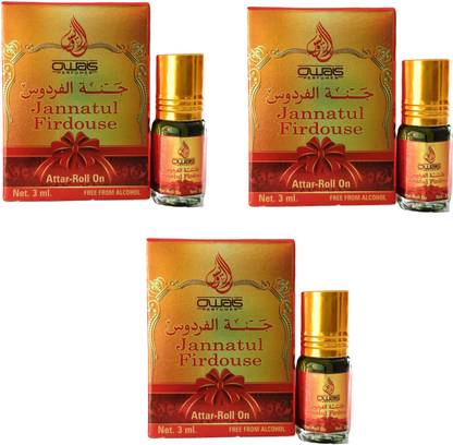 Owais JANNATUL FIRDOUSE 3ml Attar For Men & Women Long Lasting Zero Alcohol Pack of 3 Floral Attar