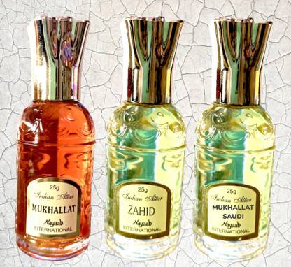 Nayaab International MUKHALLAT & ZAHID & MUKHALLAT SAUDI (PACK OF 3) Floral Attar