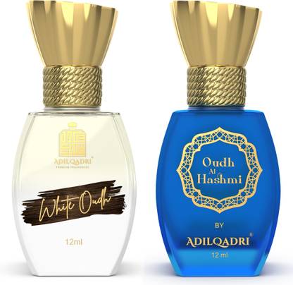 Adilqadri White Oudh & Oudh Al Hashmi | Unisex Non-Alcoholic Roll-On | Pack of 2 - 12ML Floral Attar