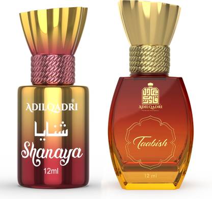 Adilqadri Shanaya & Taabish | Unisex Non-Alcoholic Roll-On | Pack of 2 - 12ML Each Floral Attar