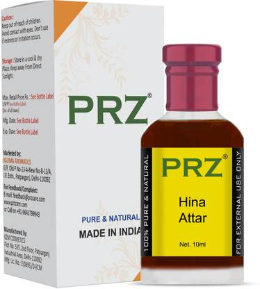 PRZ Hina Attar Roll-on For Unisex (10 ML) - Pure Natural Premium Quality Perfume (Non-Alcoholic) Floral Attar