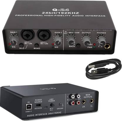 Mocking Bird Q24 2 channel Audio Interface, 24-bit/ 192 kHz with 48V Phantom for Recording Audio Interface
