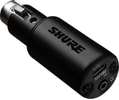 Shure MVX2U XLR-to-USB Digital Interface with Headphone Jack,1m USB-C Cable Audio Interface