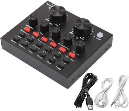 IMAGINEA V8 Sound Card for Live Streaming, Audio Amplifier Voice Changer with Bluetooth Sound Effects Mixer Board Music Recording YouTube Podcast, 1200mAh Digital Volume Mixer with Audio Interface Audio Interface