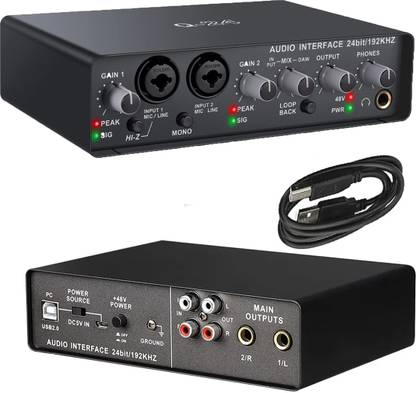 DawnRays 2 Channel Audio Interface USB Live Sound Card Digital Audio Mixer For Recording Audio Interface