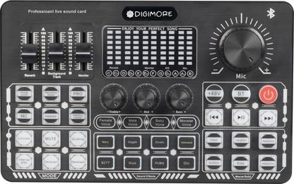Digimore D-210 Audio Mixer,Bluetooth Mini Sound Dj Mixer with 48v Phantom Power Audio Interface