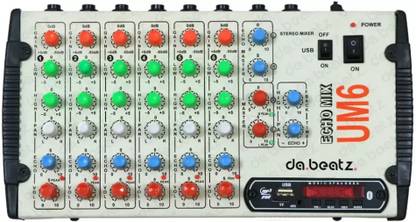 Da.Beatz. UM6 DJ mixer Professional 6-Channel Mixer & Audio Interface, Sound mixer USB, BT Digital Sound Mixer