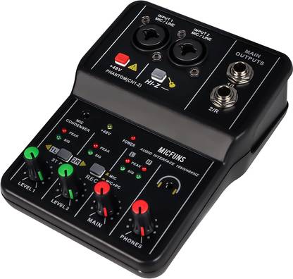 DawnRays Mini Audio Mixer V8 2 Channel With 48V Phantom Power Sound Effects Interface Digital Sound Mixer