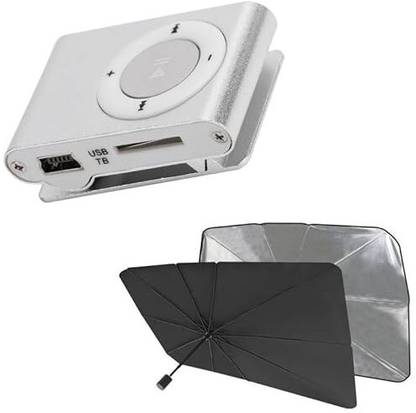Raptas Combo C1147 Silver MP3 Player Compact, Stylish & Wind-Resistant Umbrella 16 GB MP3 Player