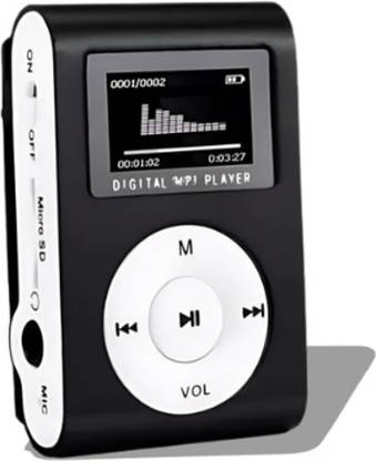 DRUMSTONE Black Digital MP3 Player: Compact Design with Crisp Audio, Extended Playtime, 32 GB MP3 Player