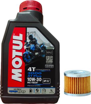 MOTUL 3000 4T Plus 10W30 Mineral Engine Oil & APACHE OIL FILTER Combo