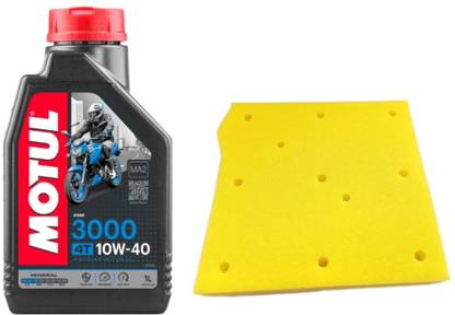 MOTUL 3000 10W40 1L ENGINE OIL & AIR FOAM FILTER CD 100 Combo