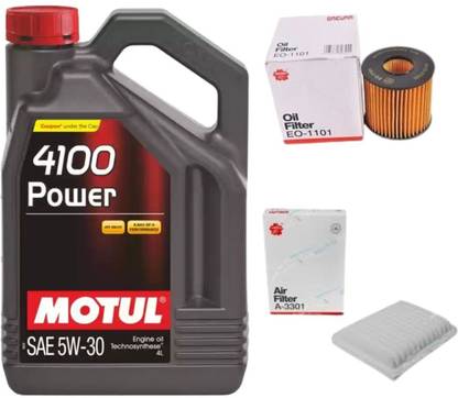 MOTUL 4100 Power 5w30 Engine oil 4L & oil filter,air filter (Petrol) Combo