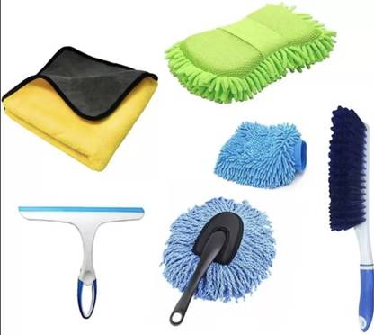 SBTs 1 MICROFIBER CLOTH, CAR BRUSH, WIPER, GLOVES, SPONGE, CAR SMALL DUSTER Combo