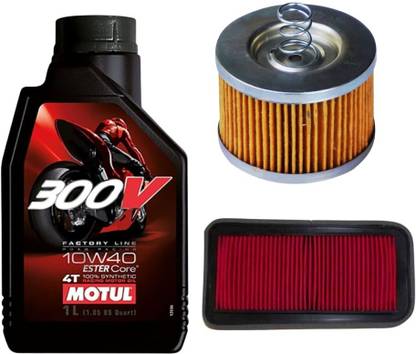 MOTUL 300V 10W40 ENGINE OIL AND OIL FILTER , AIR FILTER FOR FZ 250CC Combo