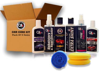Q4EVER Premium Car Care Kit, Pack of 9 Items Combo
