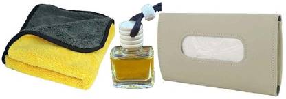 WINKCART Tissue box holder, Microfiber Soft Coth, Car Perfume Hanging Pod Car Diffuser Combo