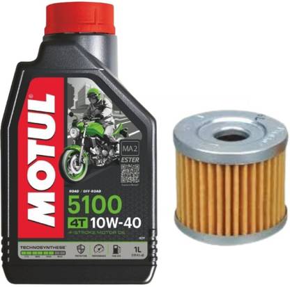 MOTUL 5100 4T 10W40 Engine Oil & Apache RTR Oil Filter Combo
