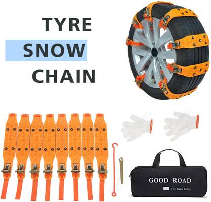 ASRYD Car Snow Chains Durable All Season Anti-Skid Tire Chain and Road Trip Pack of 8 Combo