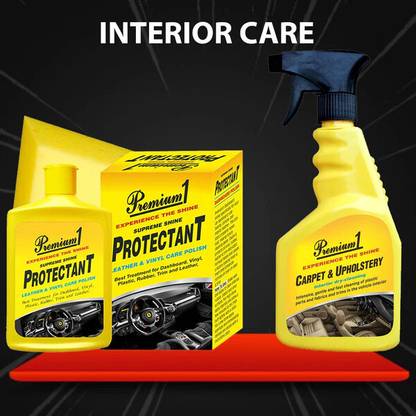 Premium1 Interior Protectant/Dashboard Polish 150ml, Carpet & Upholstery Cleaner 500ml Combo