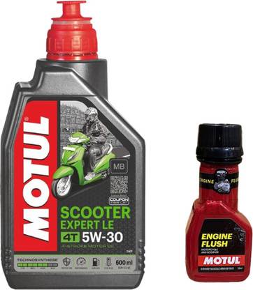 MOTUL Scooter Expert LE 5W30 (600ml) Technosynthese Engine Oil, + Engine Flush ( 50ml ) Combo