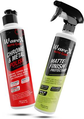 Wavex Matte Finish Maintainer 350ml, Chrome and Metal Polish 350g Combo