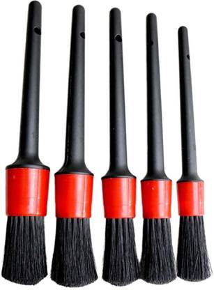 GLOW FIRST Auto Detailing Brush Set 5 Different Sizes Fiber Car Cleaning Tools Kit Combo
