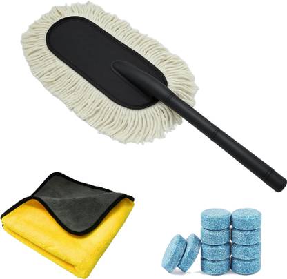 KeepCart 1 Car Duster, 1 Car Cleaning Microfiber Towel. 10 PCs Car Windshield Tablets Combo
