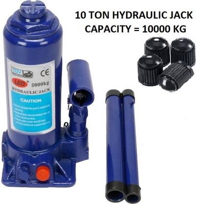 EKRASH 10 TON HYDRAULIC VEHICLE JACK, 4 BLACK VALVE CAP Combo