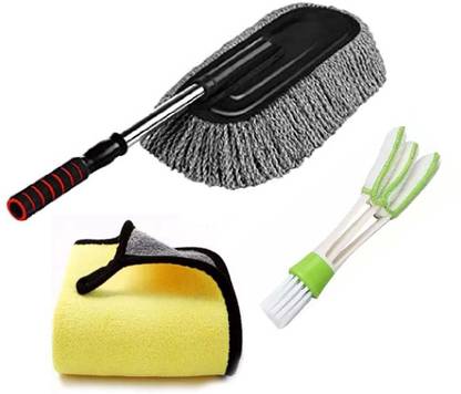 WINKCART Microfiber Expandable Cleaning Duster,AC vent cleaning brush,Absorbent cloth Combo