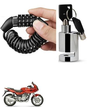 AutoGnix Helmet Lock With Heavy Duty Disc Brake Lock For Bajaj Pulsar 220 DTS-i Combo