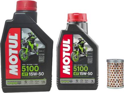 MOTUL 5100 15w50 Technosynthese Engine Oil -2.5L, Oil filter for Bullet 500 & 350 - Combo