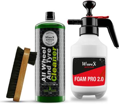 Wavex Foam Pro 2.0 Foaming Pump Sprayer, All Wheel and Tyre Cleaner, Dual Side Brush Combo