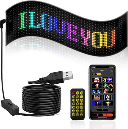 HAEZUR Car LED Sign DIY Programmable Scrolling LED Display, Flexible LED Matrix Panel Car Fancy Lights