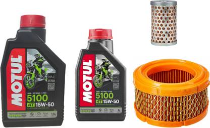 MOTUL 5100 15w50 Technosynthese Engine Oil -2.5L, Air filter, Oil filter for Bullet 350 Combo