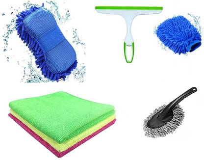 WINKCART Cleaning cotton cloth 3,wiper,small duster Multi-purpose cleaning,Gloves,sponge Combo