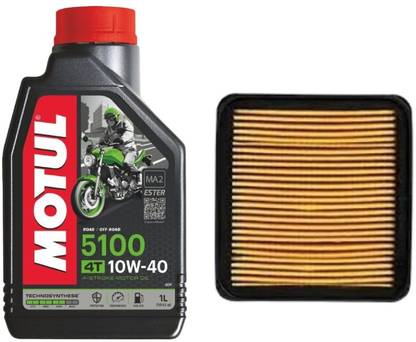 MOTUL 5100 4T 10W40 Engine Oil & Apache 4V BSVI AIR FILTER Combo