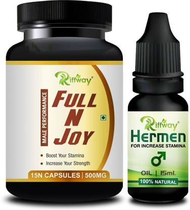 Riffway Full N Joy Capsule & Male X Massage Oil Stamina Capsule Combo For Men