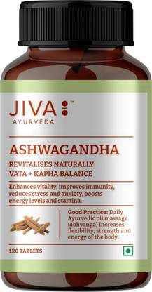 JIVA Ashwagandha Tablet - Revitalise Body & Mind - 120 Tablets - Pack of 1