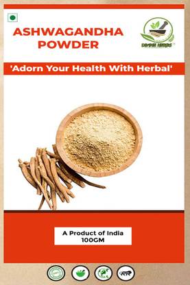 DIVINE HERBS 100% Natural & Organic Ashwagandha Powder - 100 GM