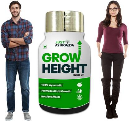 Just Ayurveda Grow Height - Inch Up 100% Ayurvedic Height Growth Supplement of 60 Capsule