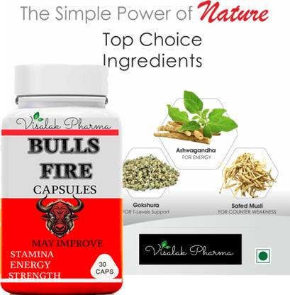 visalak pharma Bulls Fire Herbal Capsules 100% Organic