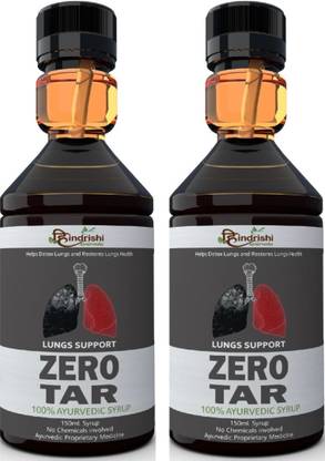 Hindrishi Ayurveda Zero Tar Syrup for Lungs Detox Herbal Supplement with Natural Plant Extracts