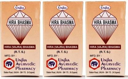 Unjha Hira Bhasma (3 Packs, 100 mg Bhasma Each)