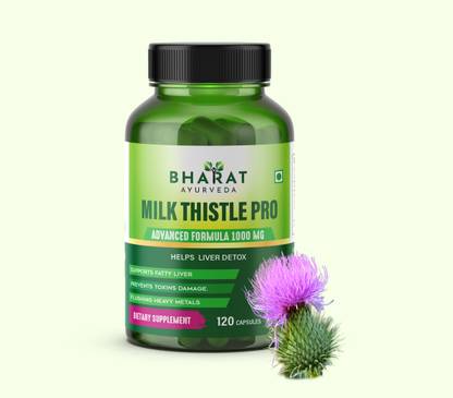 bharat ayurveda Pure Milk Thistle (Silymarin Marianum) - 1000mg Extract - Support Liver Health