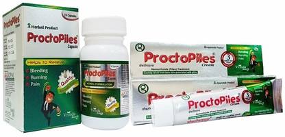 VRINDA AMRIT ProctoPiles Capsules + ProctoPiles Cream - Fast Relieve In Bleeding, Burning