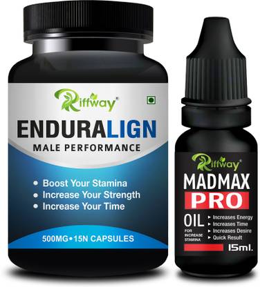 Riffway Enduralign. Formula & Mad Max Massage Oil Stamina Capsule Combo For Men