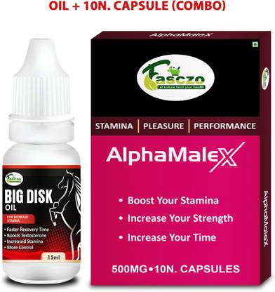 Fasczo Alphamale X Pills & Power Massage Oil Stamina Capsule Oil Combo